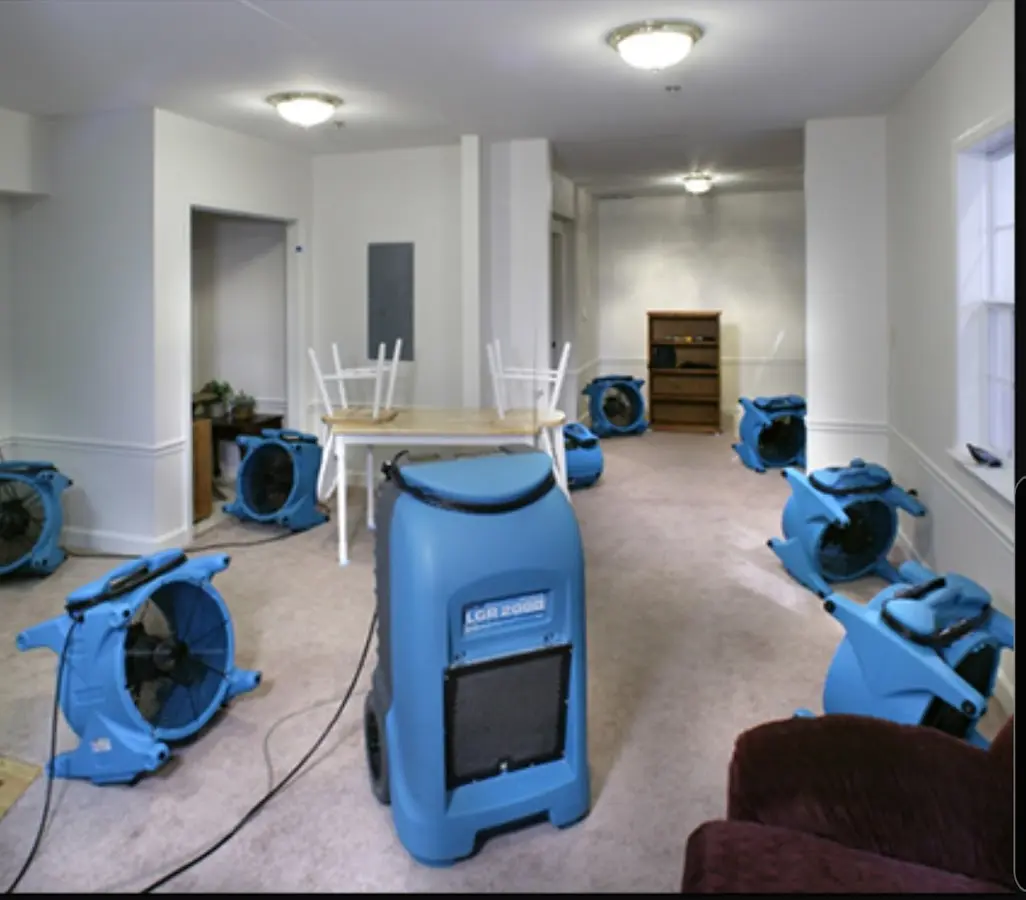 Air movers and dehumidifier setup for Water Extraction & Removal in Albertville